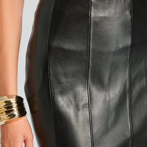 500x625 CASSANDRA LEATHER SKIRT BLACK