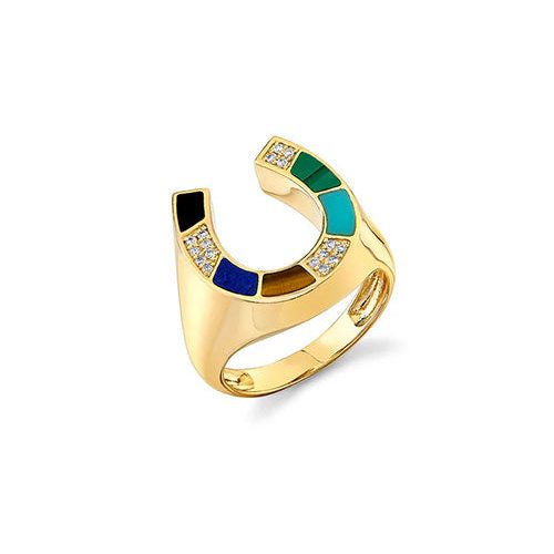 500x625 Mosaic Horseshoe Signet Ring