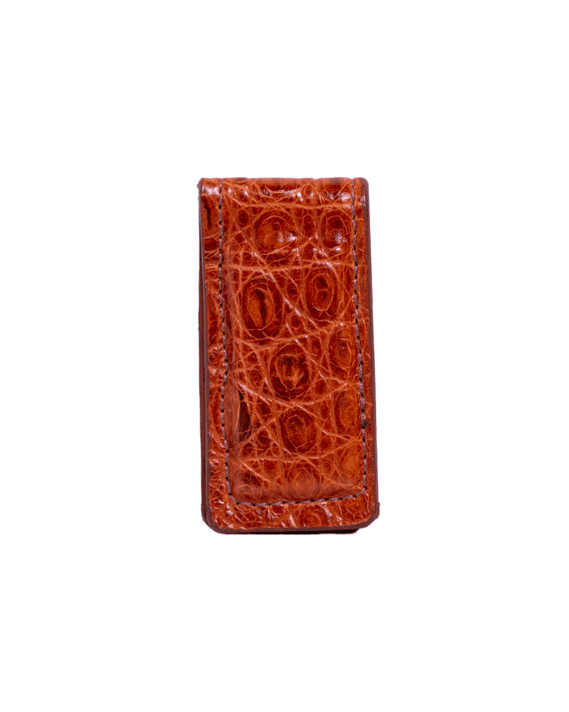 MONEY CLIP MATTE CROCODILE cognac