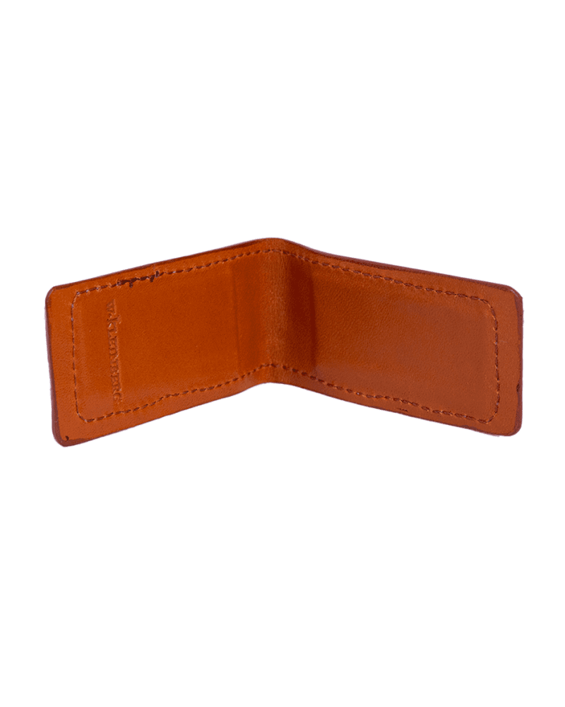 MONEY CLIP MATTE CROCODILE cognac open